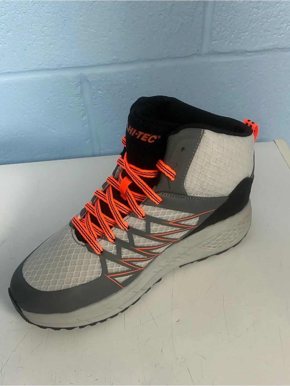 Hi-Tec Men’s Gray and Neon Orange Athletic Trail Shoe